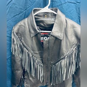 Fringe genuine leather jacket